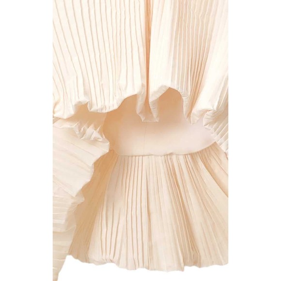 GIA Studios Plissé Taffeta Cropped Cape Top in Ivory Size Medium - Picture 11 of 12